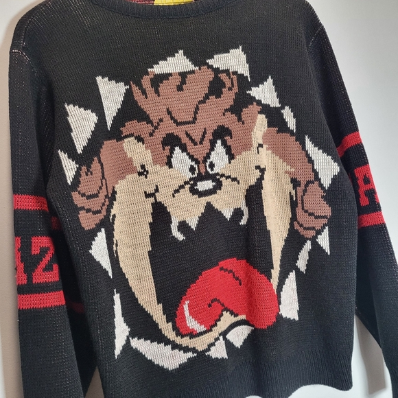 👕🌶 Vintage 1989 Tasmanian Devil (TAZ) Knit Crewneck Sweater - Picture 2 of 9